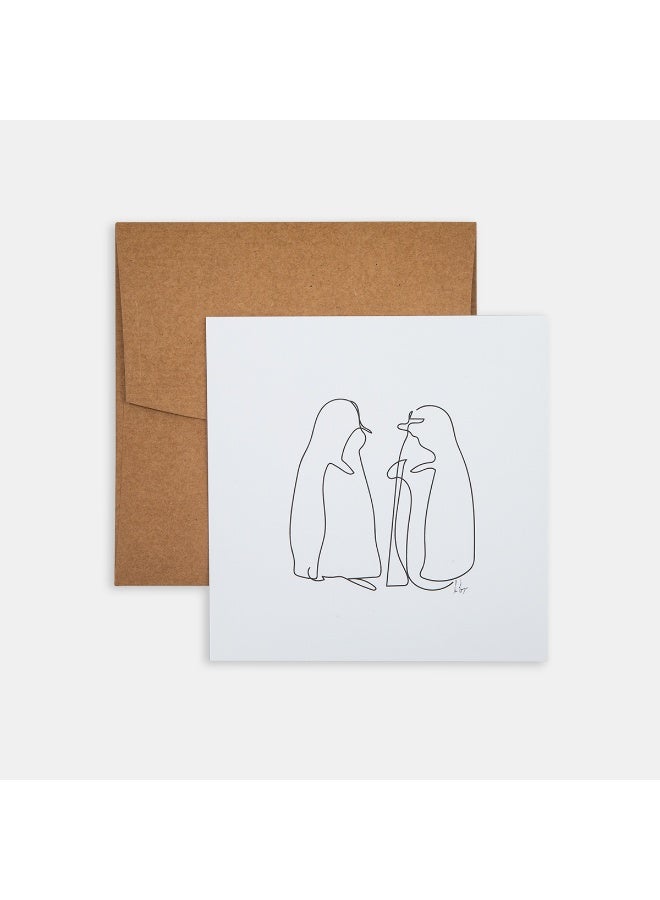 PK Design Line Drawings Penguins Mini Poster - Image 1