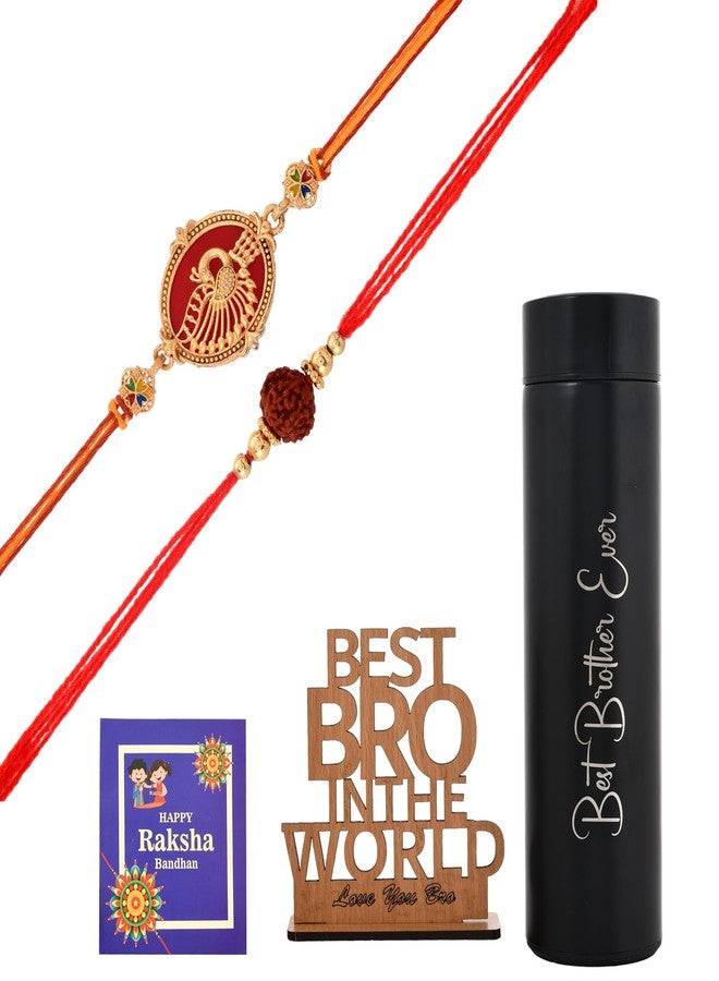 Pride Store Boy's Rakhi For Brother, Pack Of 2 Rakhi With Temperature Bottle, Showpiece, Tilak Pack, Greeting Card Gift Combo Set | Best Rakhi Gift For Brother (Art D) - Image 2