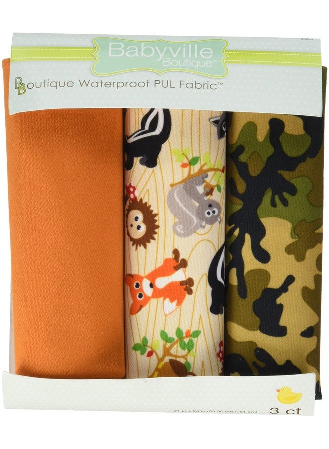 Dritz Dritz Babyville 21 by 24-Inch PUL Waterproof Diaper Fabric Cuts, Forest Friends/Camouflage, 3-Pack