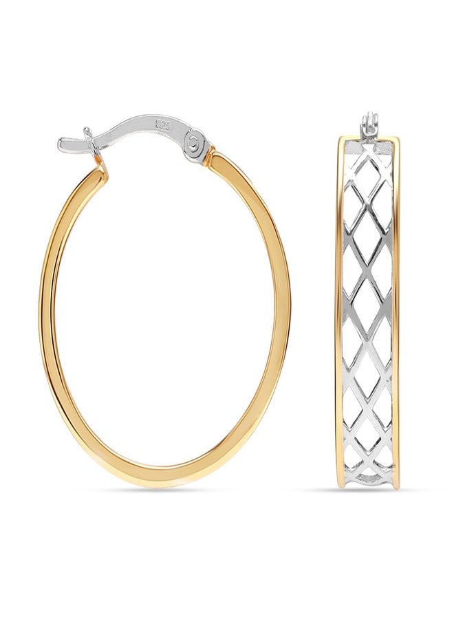 LeCalla 925 Sterling Silver Greek Key Hoop Earrings Lightweight Click-Top Greek Wall Cut-Out Pattern Earring Hoops for Women, Sterling Silver, No Gemstone - Image 1