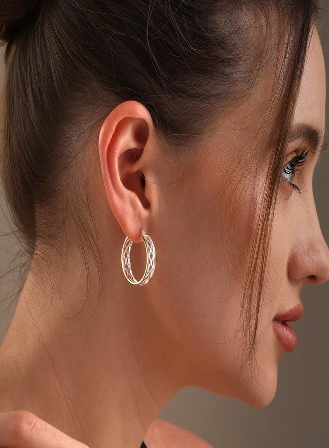 LeCalla 925 Sterling Silver Greek Key Hoop Earrings Lightweight Click-Top Greek Wall Cut-Out Pattern Earring Hoops for Women, Sterling Silver, No Gemstone - Image 2