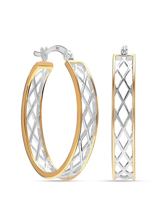LeCalla 925 Sterling Silver Greek Key Hoop Earrings Lightweight Click-Top Greek Wall Cut-Out Pattern Earring Hoops for Women, Sterling Silver, No Gemstone - Image 4
