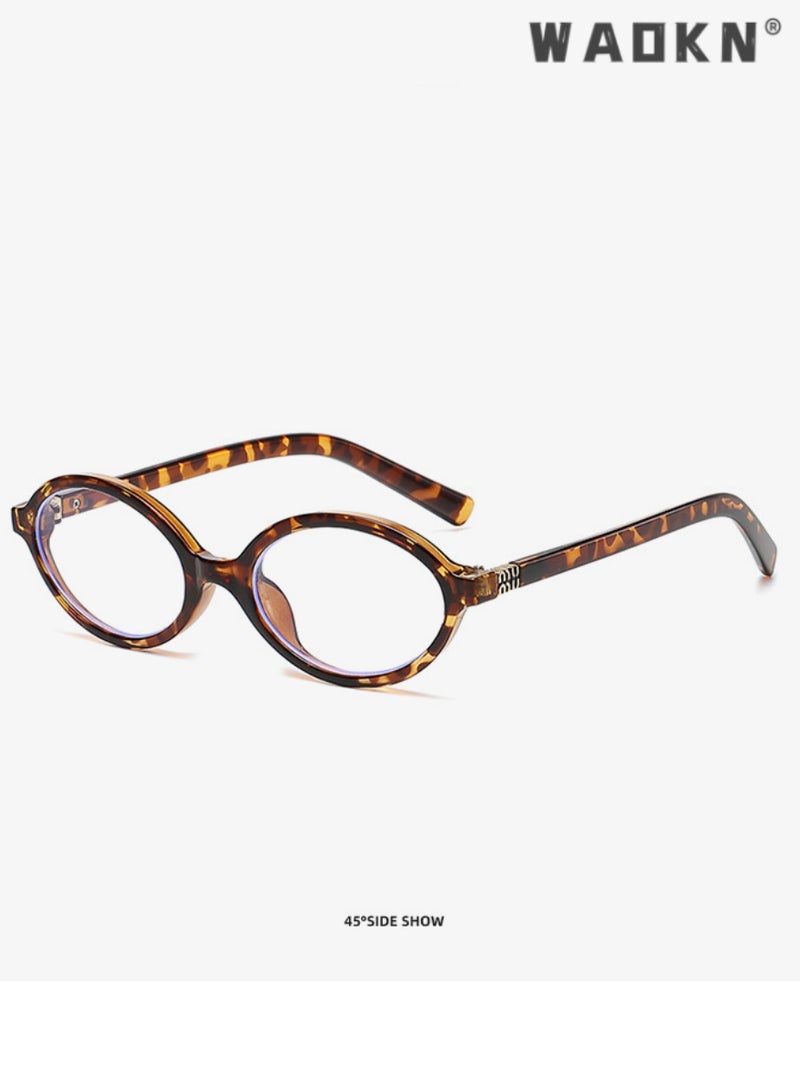 WAOKN Women's Blue Light Blocking Glasses Blue Light Filter Computer Reading Gaming TV Phones Eyeglasses Fashion Anti Eyestrain Headache Eyewear Leopard Pattern Retro Oval Glasses Frame - Image 3