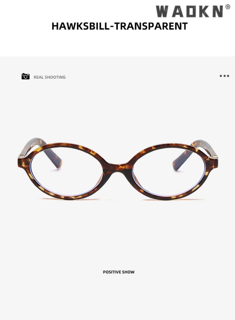 WAOKN Women's Blue Light Blocking Glasses Blue Light Filter Computer Reading Gaming TV Phones Eyeglasses Fashion Anti Eyestrain Headache Eyewear Leopard Pattern Retro Oval Glasses Frame - Image 4