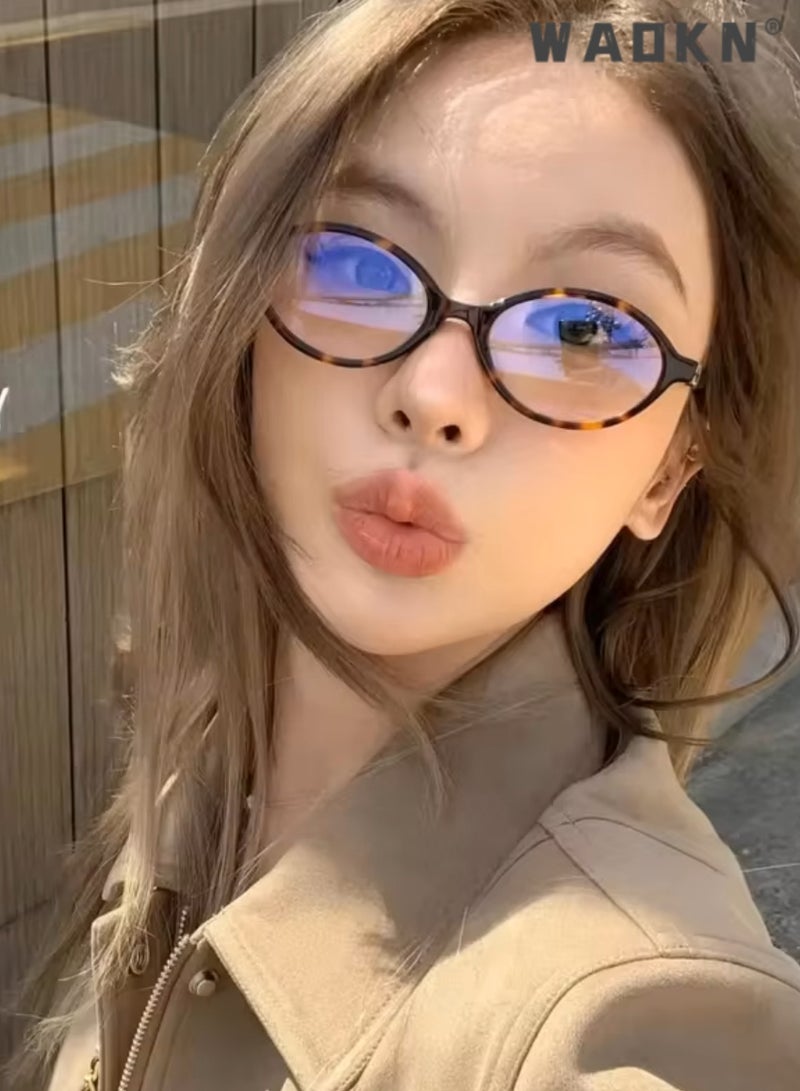WAOKN Women's Blue Light Blocking Glasses Blue Light Filter Computer Reading Gaming TV Phones Eyeglasses Fashion Anti Eyestrain Headache Eyewear Leopard Pattern Retro Oval Glasses Frame - Image 5