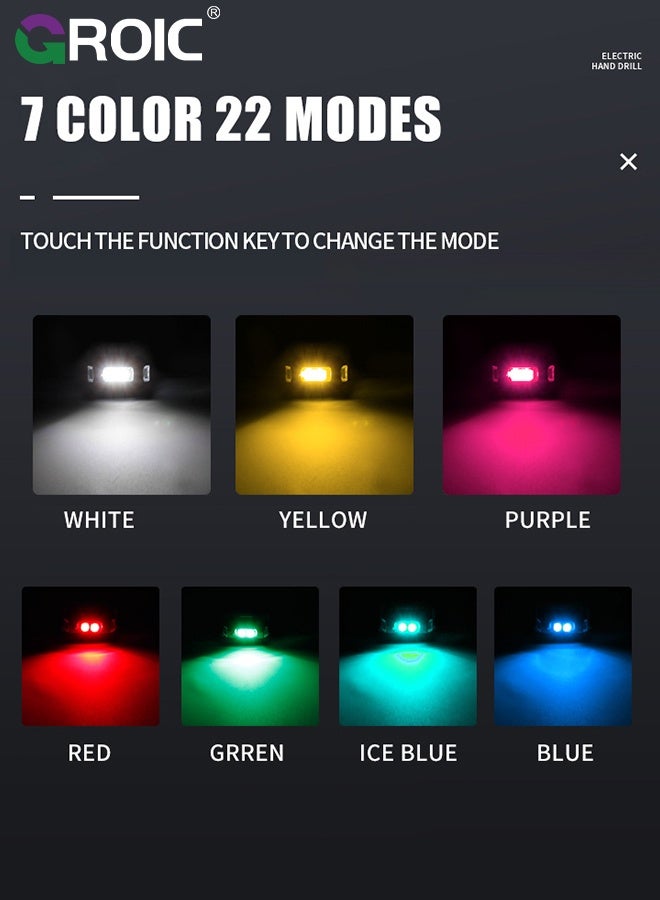 GROIC 2 Pcs Motorcycle Light, Led Anti-Collision Strobe Lights Battery Operated Strobe Lights 7 Colors Emergency Flashing Warning Lights Mini Led Lights for Automotive Motorcycle Drone Aircraft Bike - Image 3