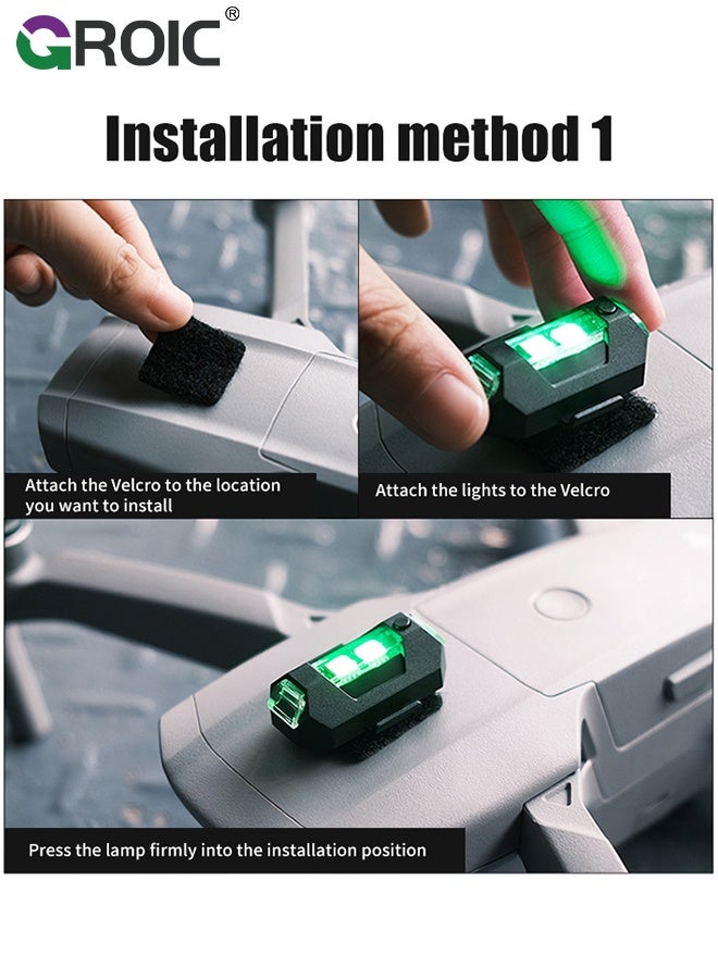 GROIC 2 Pcs Motorcycle Light, Led Anti-Collision Strobe Lights Battery Operated Strobe Lights 7 Colors Emergency Flashing Warning Lights Mini Led Lights for Automotive Motorcycle Drone Aircraft Bike - Image 5