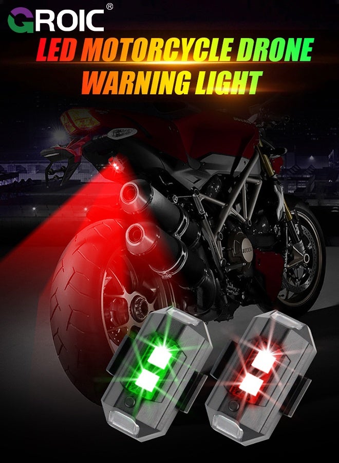 GROIC 2 Pcs Motorcycle Light, Led Anti-Collision Strobe Lights Battery Operated Strobe Lights 7 Colors Emergency Flashing Warning Lights Mini Led Lights for Automotive Motorcycle Drone Aircraft Bike - Image 2