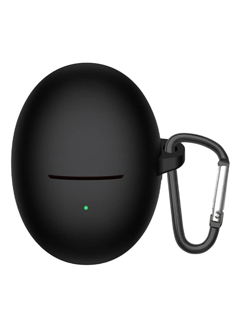 Silicone Cover Case For Huawei FreeBuds 5 with Keychain, Soft Silicone Skin Case Cover Full Protective Black - Image 1