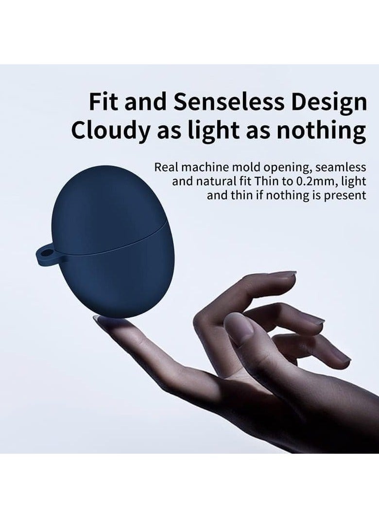 Silicone Cover Case For Huawei FreeBuds 5 with Keychain, Soft Silicone Skin Case Cover Full Protective Black - Image 2