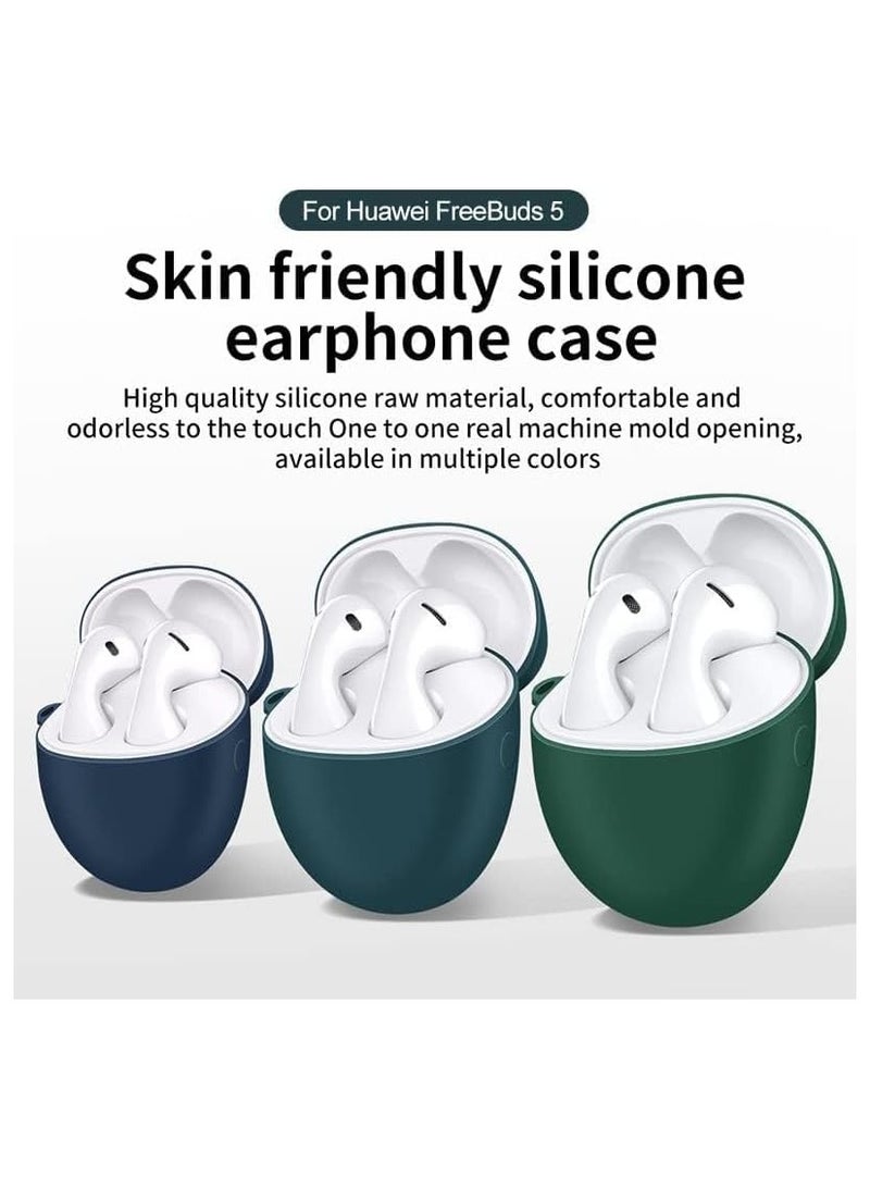 Silicone Cover Case For Huawei FreeBuds 5 with Keychain, Soft Silicone Skin Case Cover Full Protective Black - Image 3