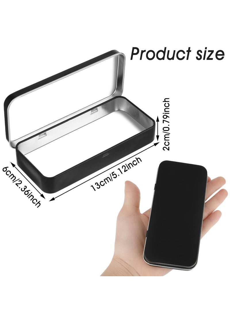 SOLARAE 4 Pack Metal Rectangular Hinged Tin Box Container, Tin Empty Box with Lid, Mini Tin Containers for Watercolor, Jewelry, Makeup, Candy, Craft Organize(5.12 x 2.36 x 0.79 Inch) - Image 4