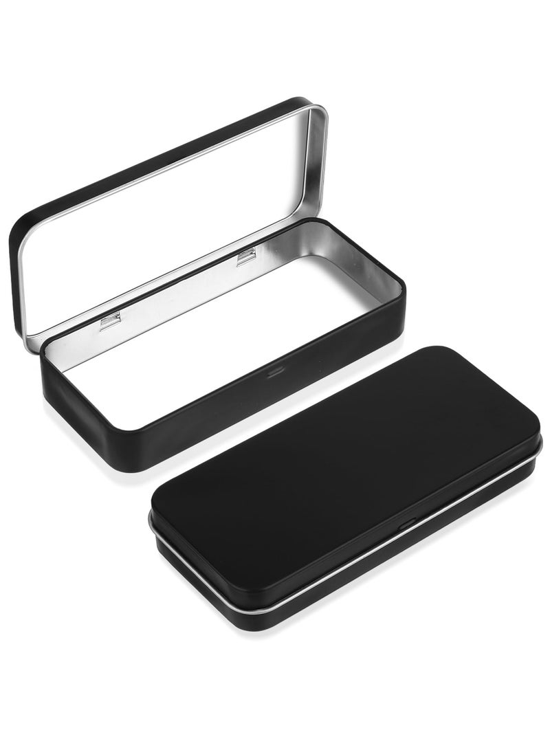 SOLARAE 4 Pack Metal Rectangular Hinged Tin Box Container, Tin Empty Box with Lid, Mini Tin Containers for Watercolor, Jewelry, Makeup, Candy, Craft Organize(5.12 x 2.36 x 0.79 Inch) - Image 1