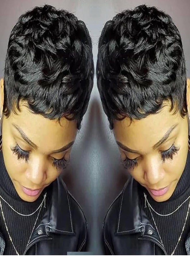 FCHW-wig FCHW Short Hairstyles Pixie Cut Hair Wig For Women Popular Fashion Wigs Synthetic Short Black Hair Wig with Bang - Image 2