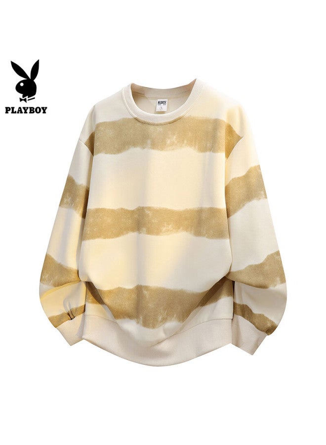 Playboy Men's Hoodie Jacket Long Sleeve T-shirt Autumn Winter Casual Striped Trendy Base Shirt - Image 1