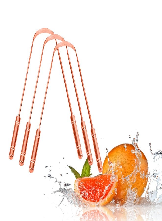 Nurpi Copper Tongue Cleaner for Adults and Kids Fights Bad Breath Oral Care Tongue Cleaner, Easy to Use Travel Friendly- Pack of 3 - Image 1