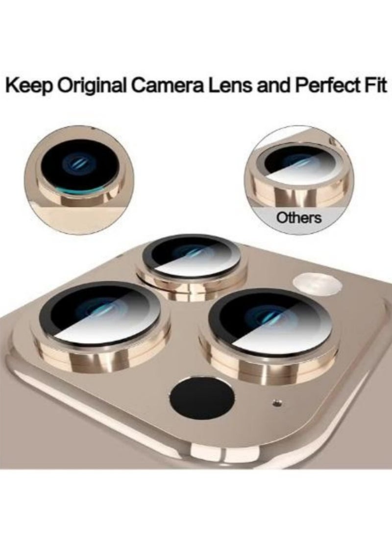 For iPhone 16 Pro/iPhone 16 Pro Max Camera Lens Protector, HD Tempered Metal Glass Camera Screen Protector Cover Film Accessories, Desert Titanium  - Image 3