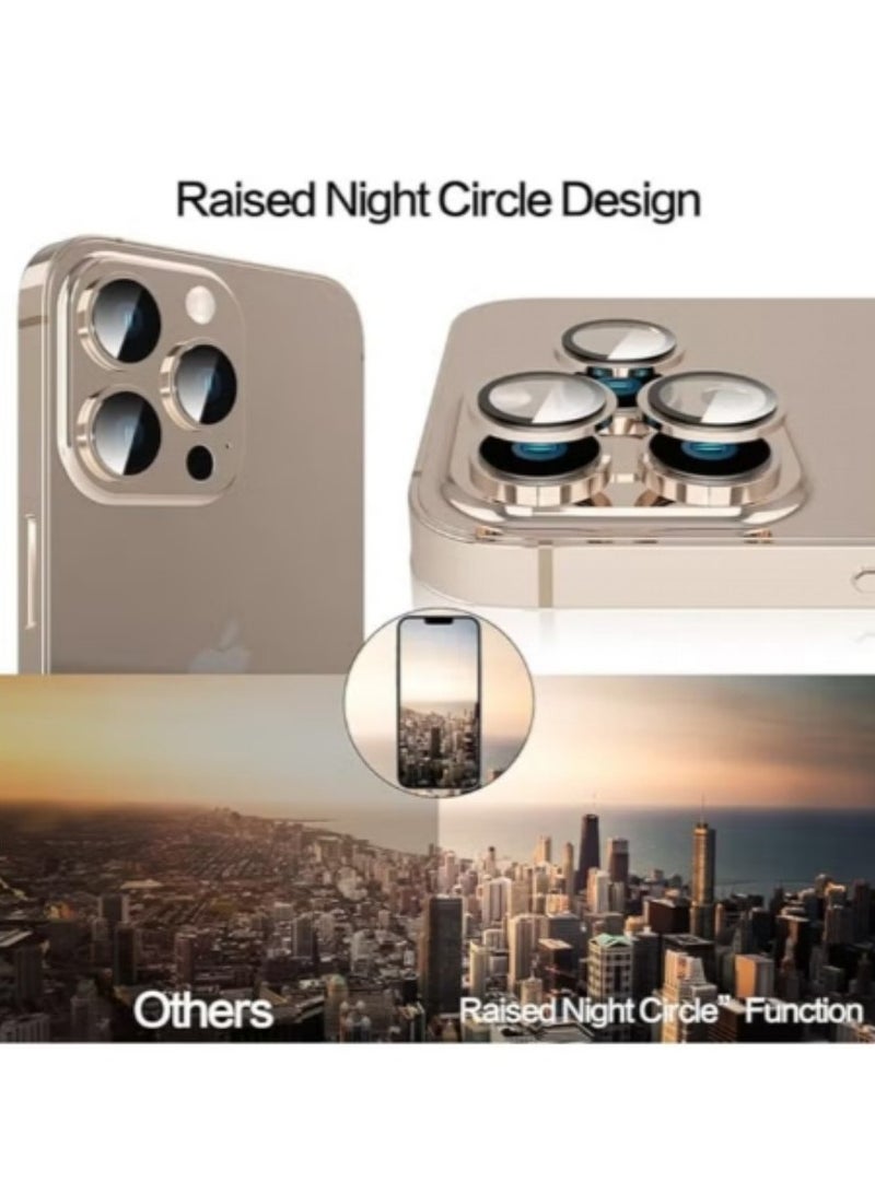 For iPhone 16 Pro/iPhone 16 Pro Max Camera Lens Protector, HD Tempered Metal Glass Camera Screen Protector Cover Film Accessories, Desert Titanium  - Image 4