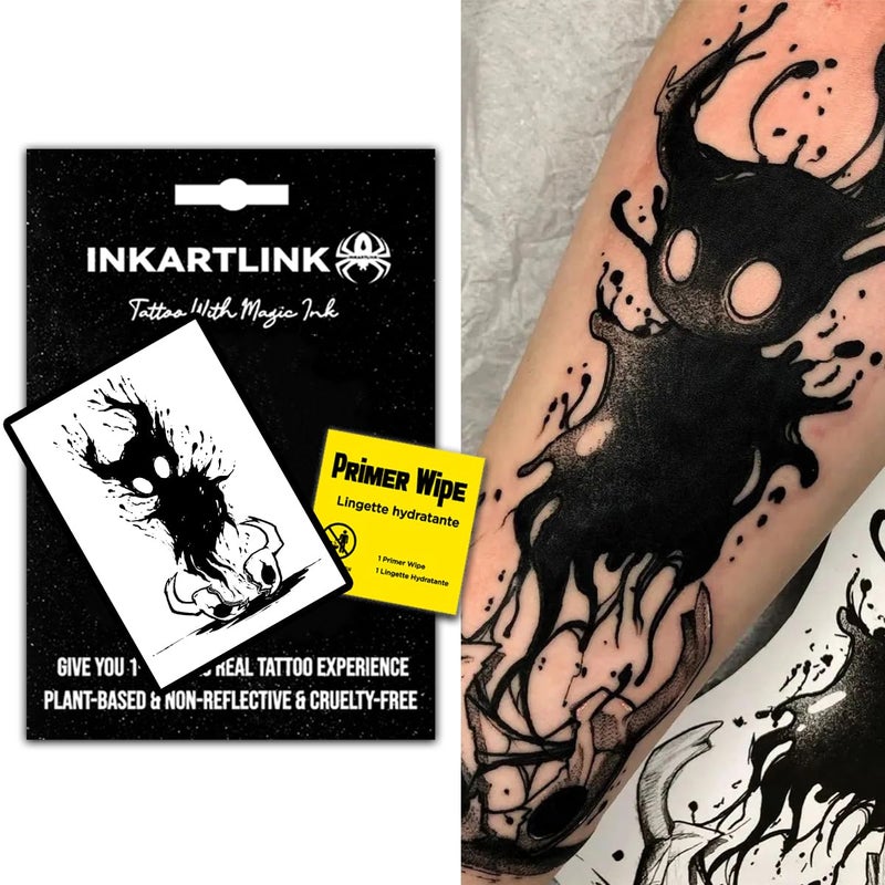 INKARTLINK Temporary Tattoos, Semi Permanent Tattoos, Adult Art Designs, Waterproof Temporary Tattoos, Party Favors, Tattoo Stickers Realistic, No Adhesive, Lasts 1-2 Weeks (The Devil Is Out of Body) - Image 1