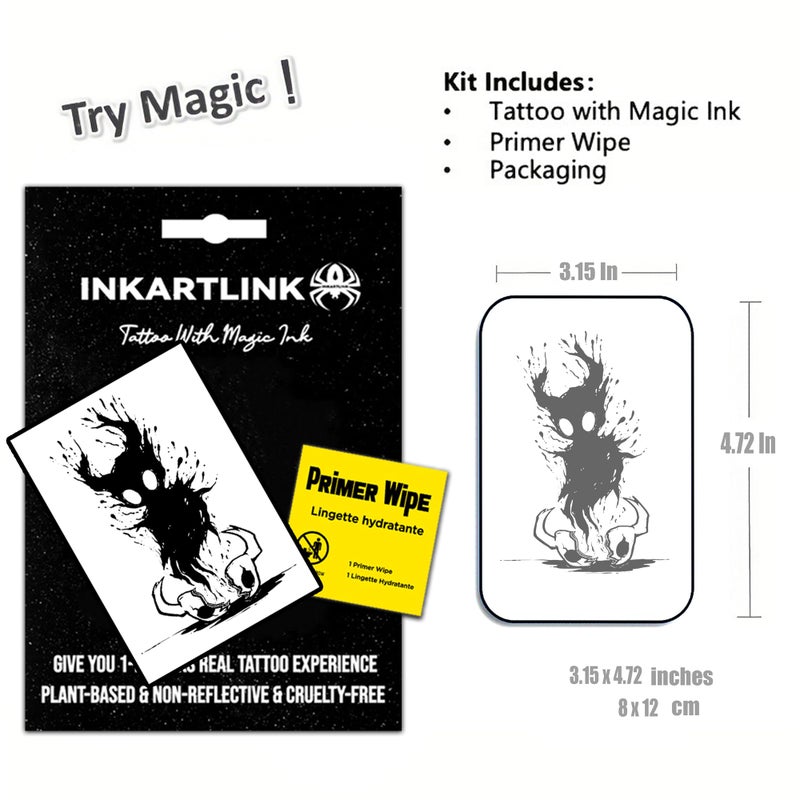 INKARTLINK Temporary Tattoos, Semi Permanent Tattoos, Adult Art Designs, Waterproof Temporary Tattoos, Party Favors, Tattoo Stickers Realistic, No Adhesive, Lasts 1-2 Weeks (The Devil Is Out of Body) - Image 2