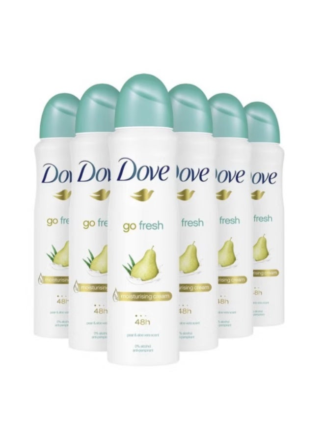 دوف بخاخ مزيل العرق دوف جو فريش برائحة الكمثرى والصبار 250 مل - عبوة من 6 قطع، حماية منعشة تدوم طويلاً من الروائح - Image 1