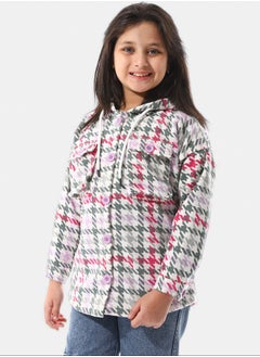Andora Houndstooth Pattern Hooded Girls Jacket  - Image 3