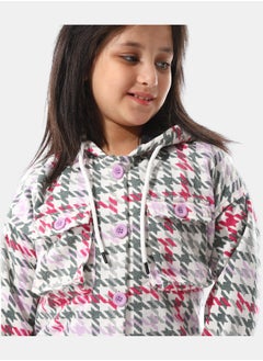 Andora Houndstooth Pattern Hooded Girls Jacket  - Image 2