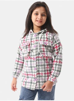 Andora Houndstooth Pattern Hooded Girls Jacket  - Image 4