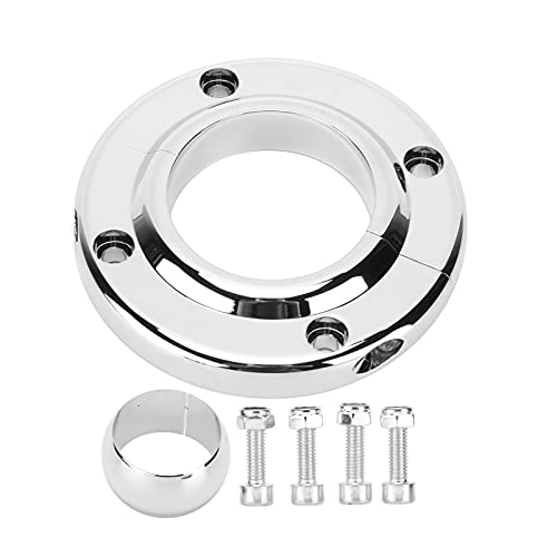 Ymiko 2PCS Steering Column Floor Mount Polished Round Aluminium Alloy Polished Steering Column Floor Mount Replacement for SBC BBC 350 Engine 2in - Image 1