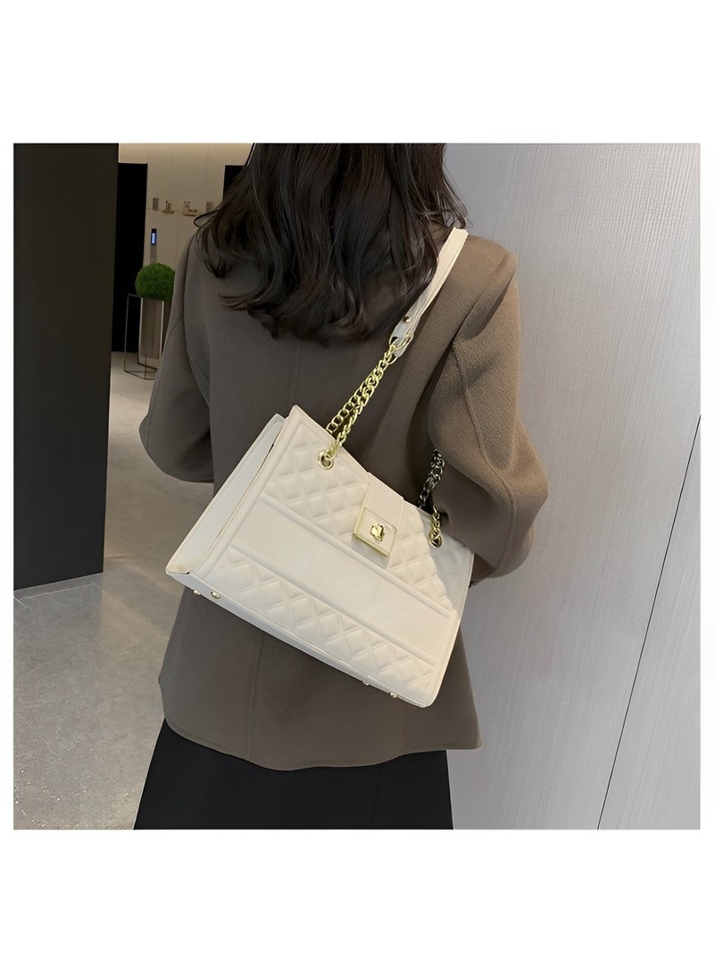 REOCLE Women's Shoulder Bag Top Handle Satchel Bag with Chain Design & Large Capacity Handbags Tote Purse for Travel Work Daily  - Image 3