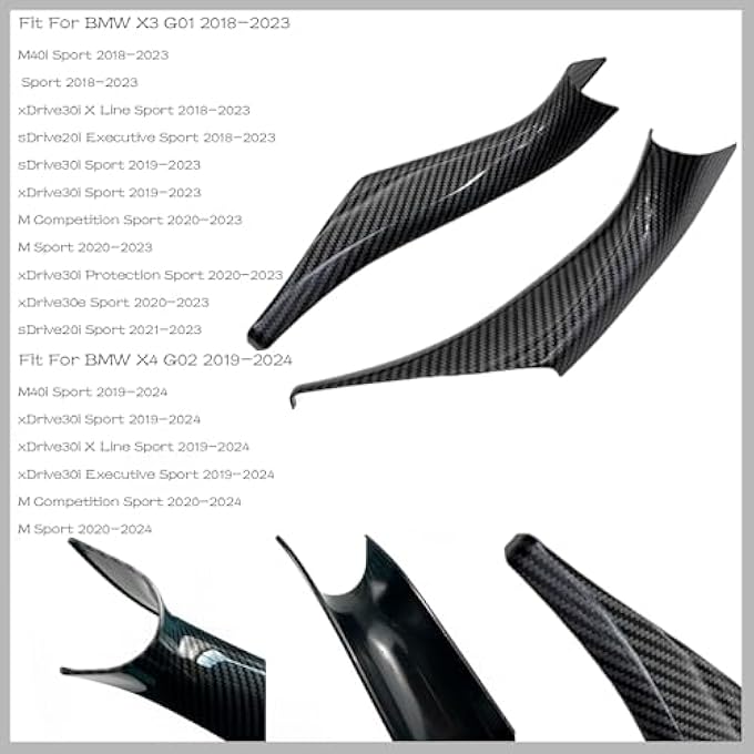 TJMR 4PCS Car Door Pull Cover Fit for BMW X3 G01 2018-2023, X4 G02 2019-2024 Interior Door Handle Protective Decorate Covers 20i 30i 30e (Carbon Fiber Color) - Image 5