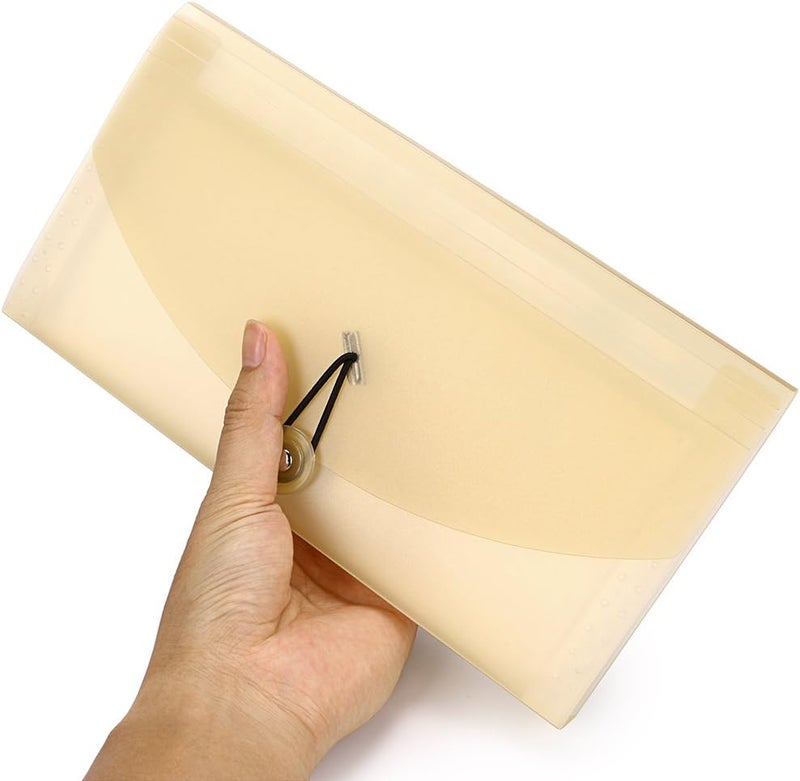 BTSKY Expanding File Folder - 13 Pockets, Small Accordion File Folder, Expandable Card Ticket Holder, Plastic Business Document Organizer, Khaki Translucent - Image 3