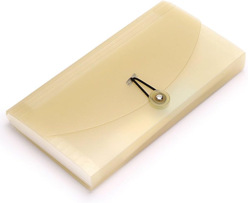 BTSKY Expanding File Folder - 13 Pockets, Small Accordion File Folder, Expandable Card Ticket Holder, Plastic Business Document Organizer, Khaki Translucent - Image 1