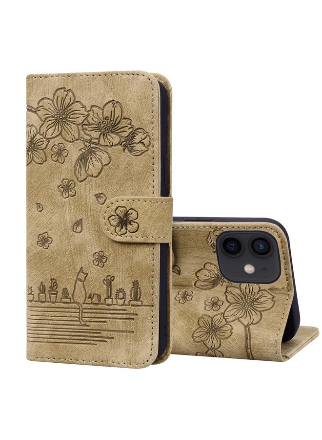 زبون جراب لهاتف iPhone 12 mini من الجلد المنقوش برسومات قطة ساكورا الكرتونية - Image 1