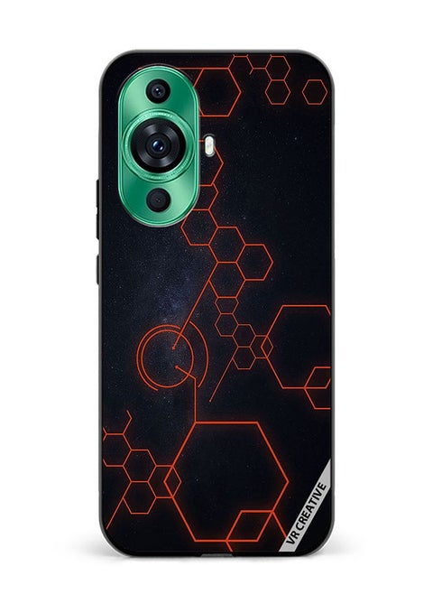 Protective Case Cover For Huawei nova 11 Abstract Hexagon Design Multicolour