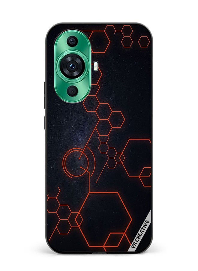 Protective Case Cover For Huawei nova 11 Abstract Hexagon Design Multicolour