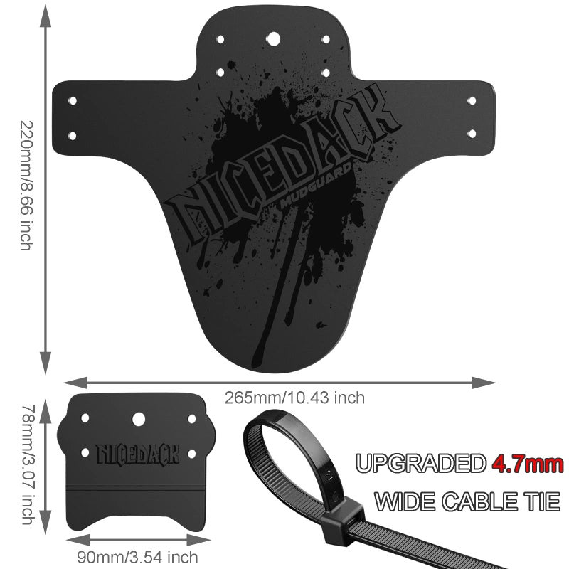 NICEDACK Bike Fender, Adjustable MTB Mud Guard, Front and Rear Compatible Mudguards, Fits 650B 20" 26" 27.5" 29 inch Fat Tire Bikes and All Disc Brake Bicycles (Matte Surface,Updated Black) - Image 3