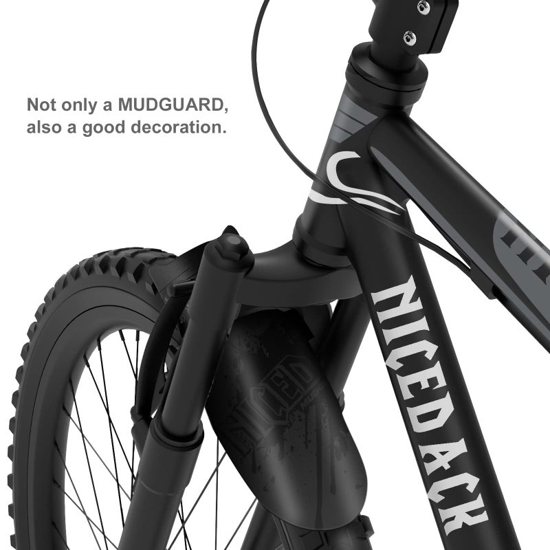 NICEDACK Bike Fender, Adjustable MTB Mud Guard, Front and Rear Compatible Mudguards, Fits 650B 20" 26" 27.5" 29 inch Fat Tire Bikes and All Disc Brake Bicycles (Matte Surface,Updated Black) - Image 5