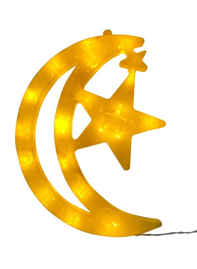 سلة إضاءة الهلال والنجمة باللون الأصفر تعمل على الكهرباء 30 في 22 سم - Image 2