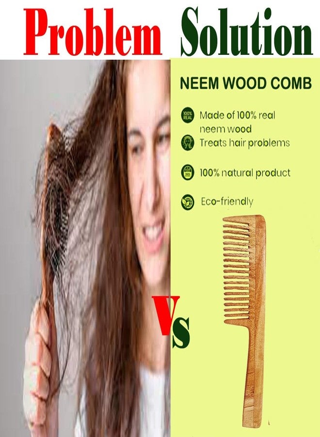 Rufiys Wide Tooth Neem Wooden Comb for Hair Growth Women & Men (Handle) - Image 5