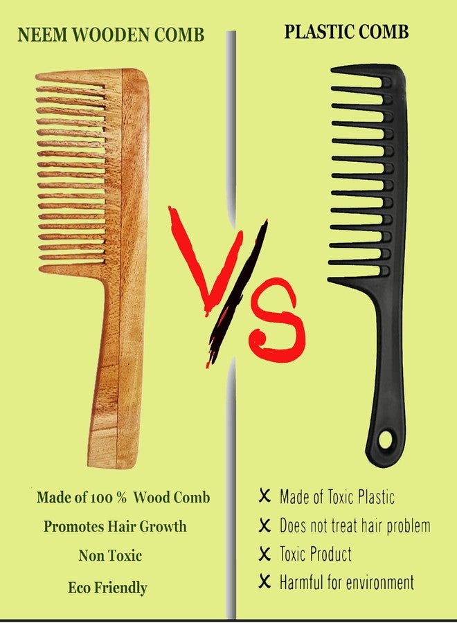 Rufiys Wide Tooth Neem Wooden Comb for Hair Growth Women & Men (Handle) - Image 4