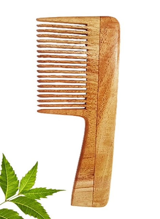 Rufiys Wide Tooth Neem Wooden Comb for Hair Growth Women & Men (Handle) - Image 1