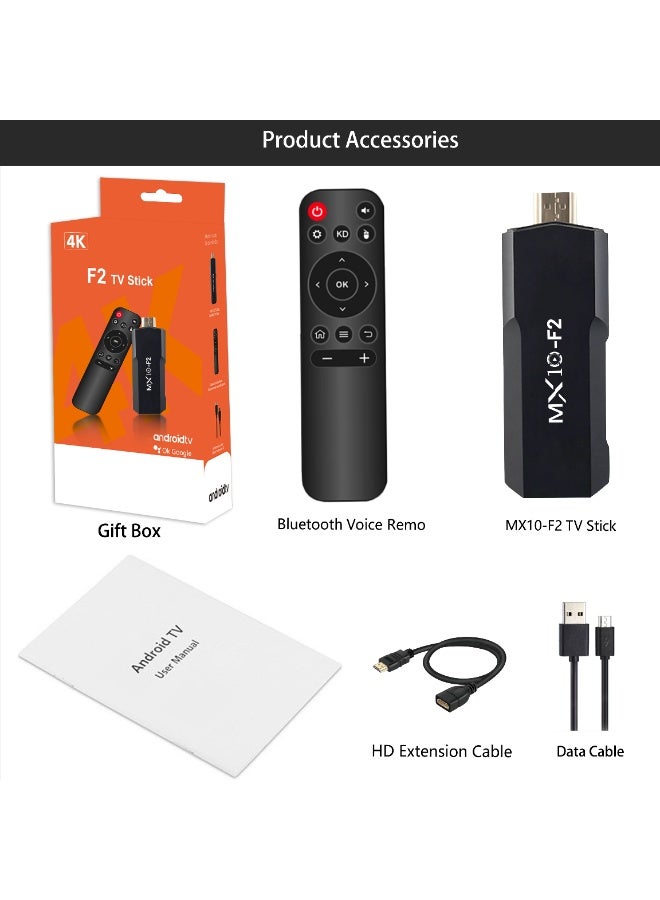 MX10 F2 4K Smart TV Stick Android TV Dual Band WiFi Bluetooth Voice Remote HDMI Streaming Device Black - Image 5