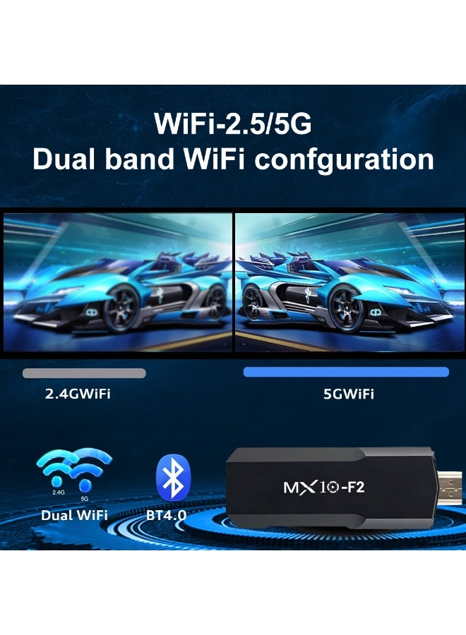 MX10 F2 4K Smart TV Stick Android TV Dual Band WiFi Bluetooth Voice Remote HDMI Streaming Device Black - Image 2