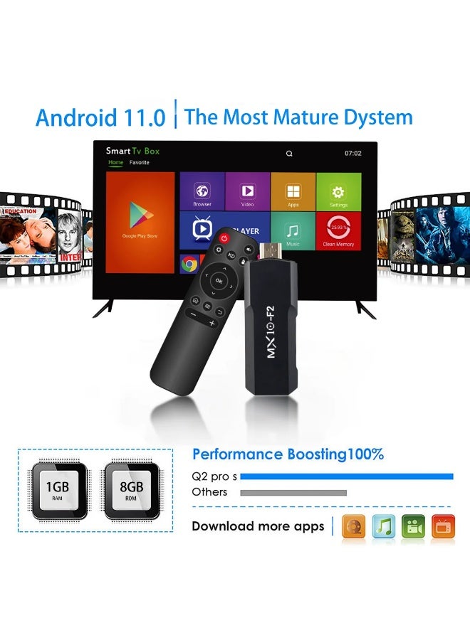 MX10 F2 4K Smart TV Stick Android TV Dual Band WiFi Bluetooth Voice Remote HDMI Streaming Device Black - Image 3