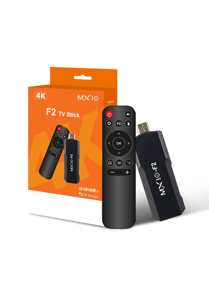 MX10 F2 4K Smart TV Stick Android TV Dual Band WiFi Bluetooth Voice Remote HDMI Streaming Device Black - Image 1