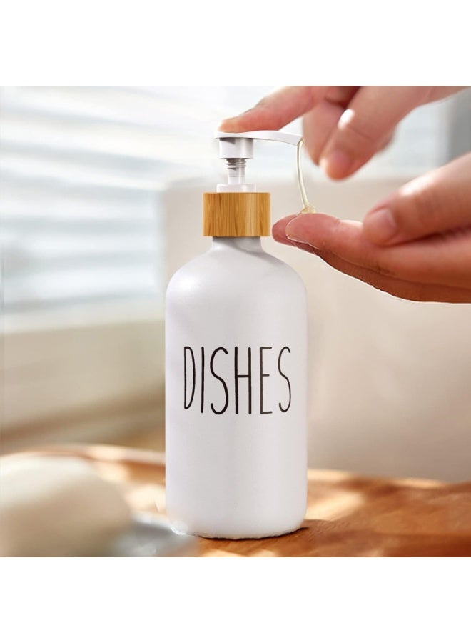 صوب موزع صابون لليدين بسعة 500 ملليتر، عبوة من قطعتين، موزع صابون زجاجي سائل قابل لاعادة الملء للحمام مع مضخة وصينية من البامبو، مجموعة موزع صابون لليدين والأطباق والمطبخ    ( أسود وأبيض)- 142 - Image 4