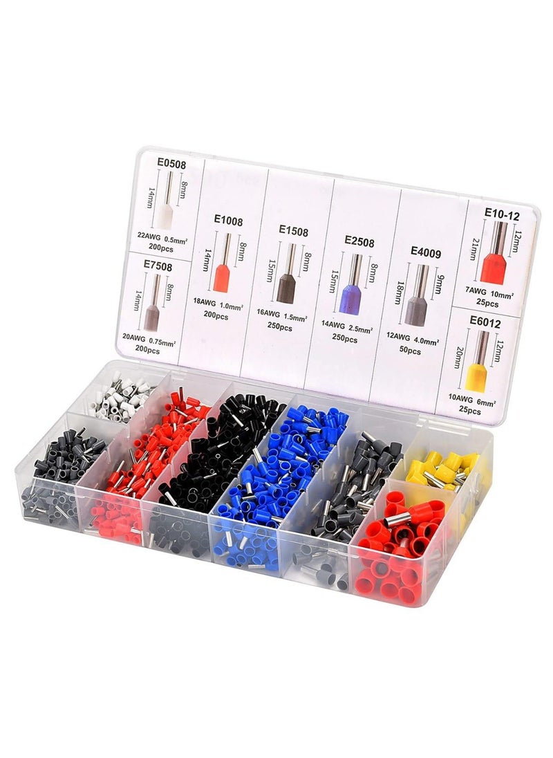 Homartel Homartel 1200pcs Electronic Wire Ferrules Kit Assortment Ferrule Wire Copper Crimp Connector Universal Wiring Cable Connector Insulated Cord Pin End Terminal AWG237 Set  - Image 2