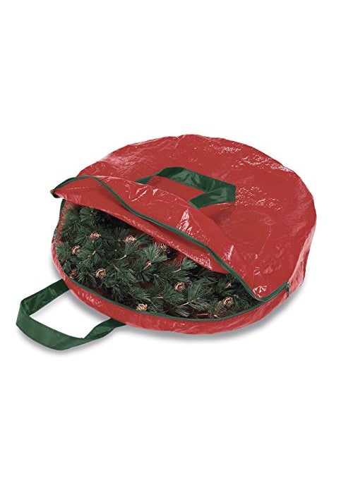 Whitmor Whitmor Christmas Wreath  Garland Storage for 24 WreathRed 