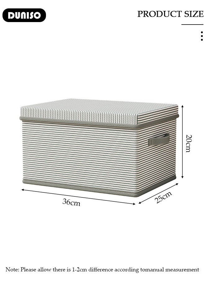 DUNISO 3 Pack Closet Storage Box with Lid and Handle, Stackable Wardrobe Clothes Organizer, Foldable Closet Storage Basket, Cube Storage Bins for Clothing, T-Shirt, Jeans, Sweaters, Toys & Books (18L)  - Image 4